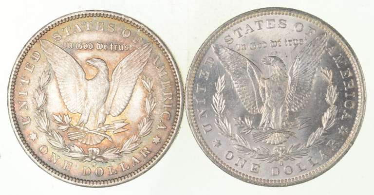 Lot (2) 1883-O & 1904-O Morgan Silver Dollars - Toned