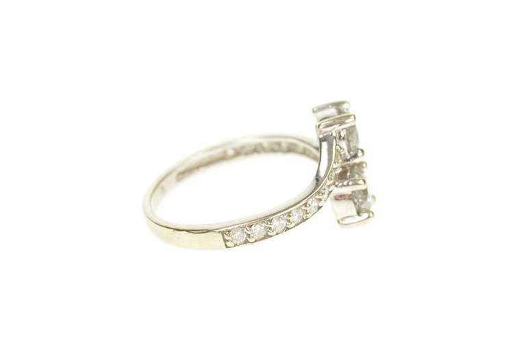 14K White Gold 1.42 Ctw Two Diamond Bypass Engagement Ring