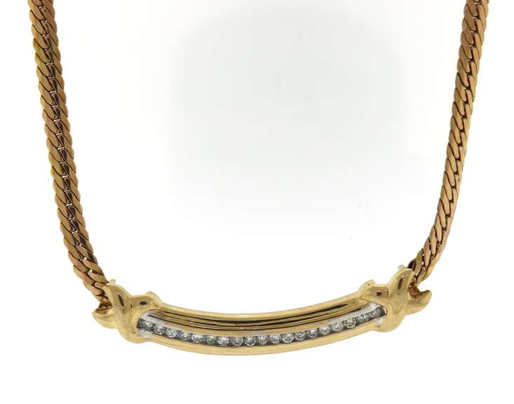 Dazzling Yellow Gold Diamond Bar Necklace