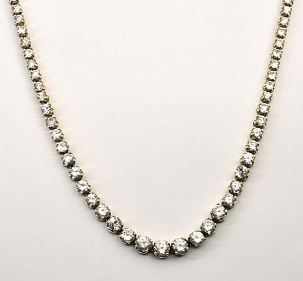 Sparkling CZ Sterling Tennis Necklace