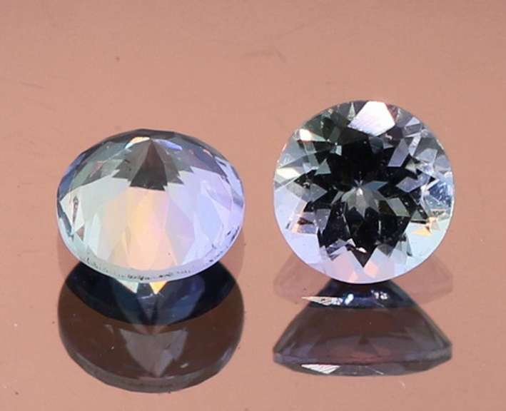 Glittering 1.46ct pair of silvery blue Tanzanite