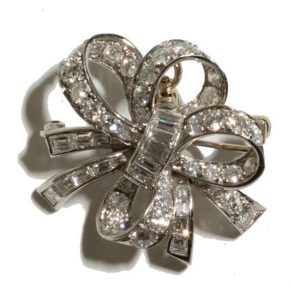 Platinum and 3 Carat Total Diamond Broachd