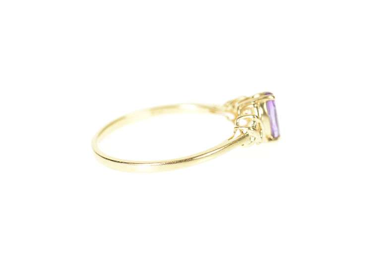 14K Yellow Gold Marquise Amethyst Criss Cross Statement Ring