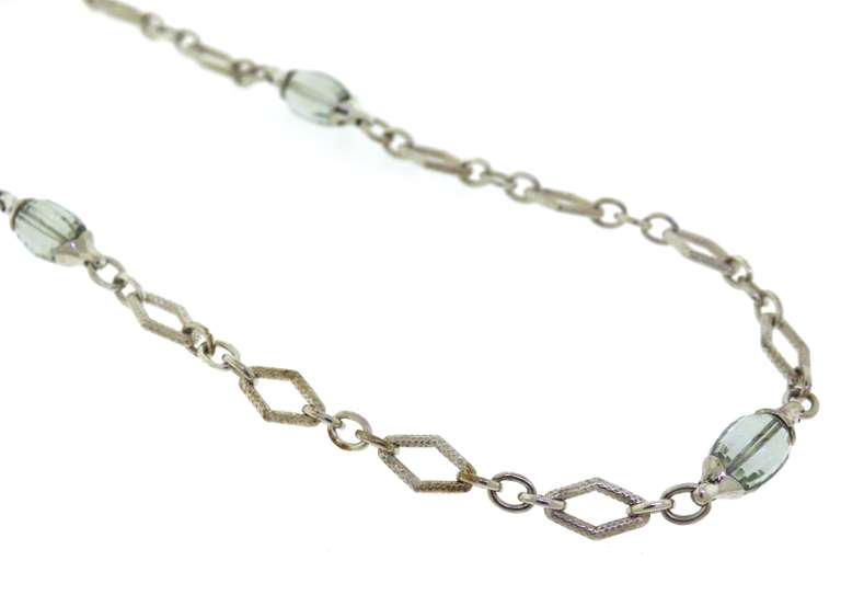 Stylish Charles Krypell Green Quartz & Diamond Necklace