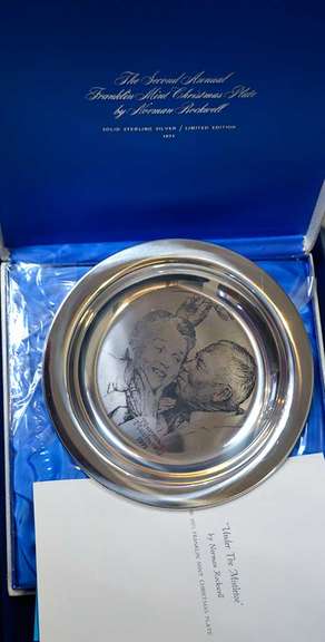 1971 Norman Rockwell Sterling Silver Christmas Plate