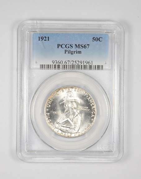 MS67 1921 Pilgrim Tercentenary Commemorative Half Dollar - Graded PCGS