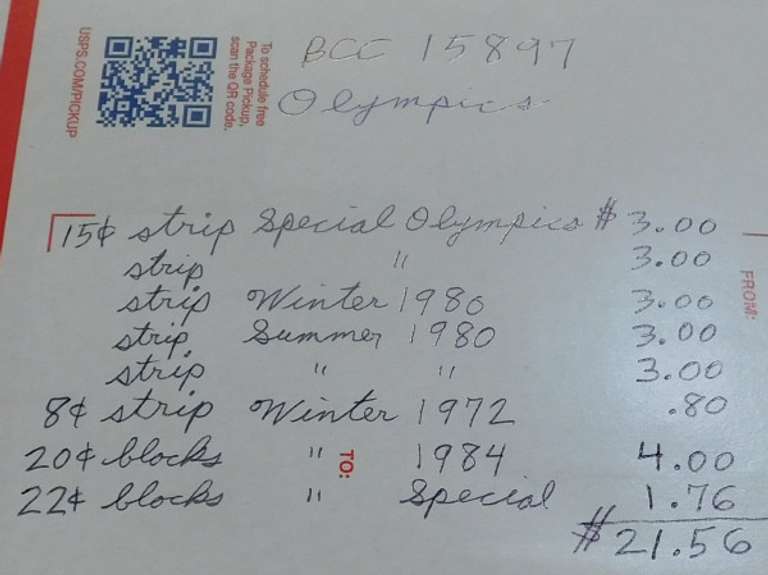 Stamps: Olympics $21.56