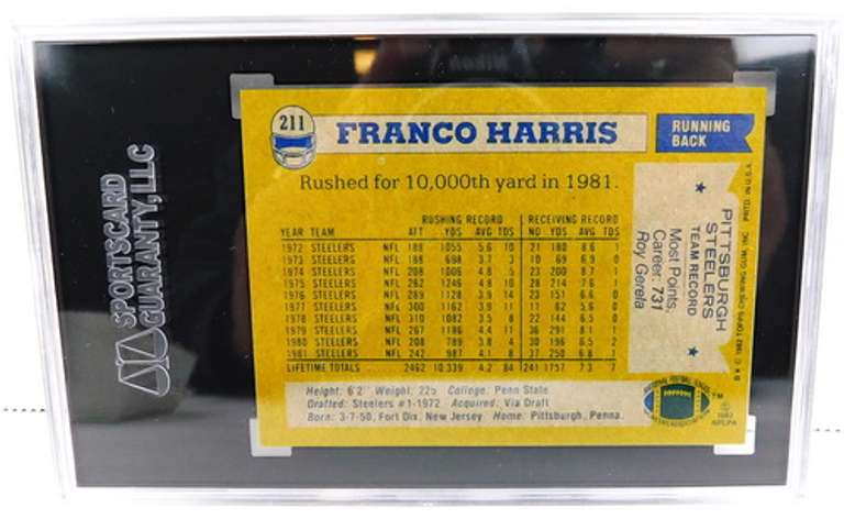 1982 Franco Harris Football Card, Graded 8 NM MT