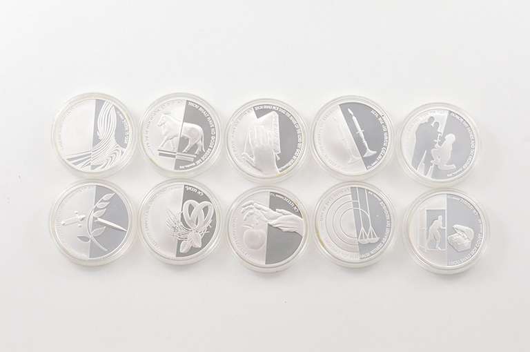 10 Commandments Medal Series 1 Oz .999 Fine Silver Round 10 Coin Set