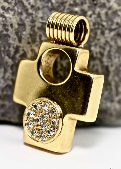 Unique Heavy 18K Cross with Diamonds