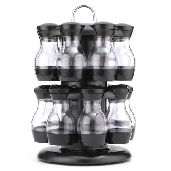 16 Jar Rotating Spice Rack Carousel Kitchen