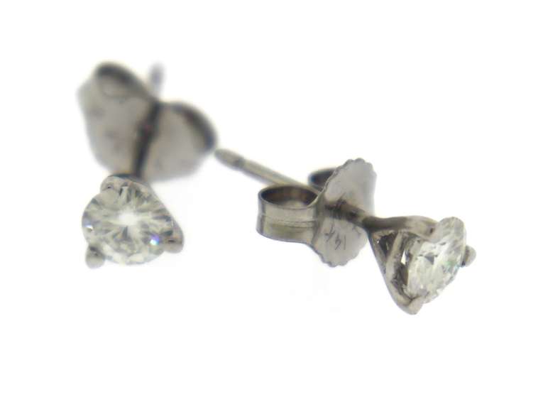 Simple White Gold Small Moissanite Earrings