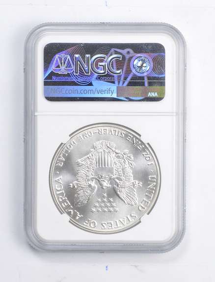 MS69 1986 American Silver Eagle - Error - Obverse Struck Thru - NGC