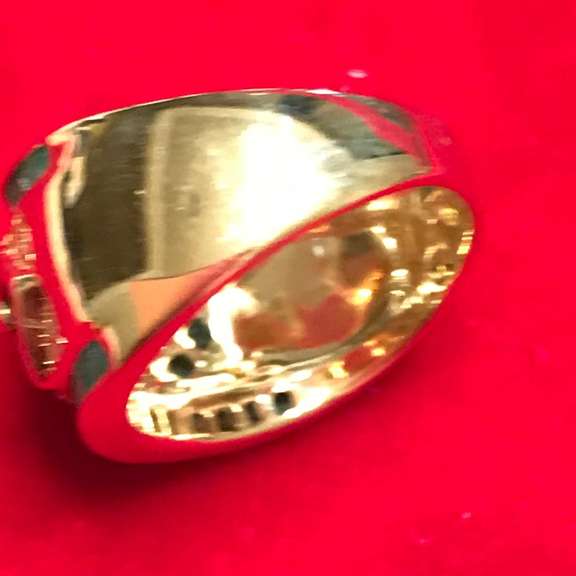 Ladies 14k diamond and emerald wide band