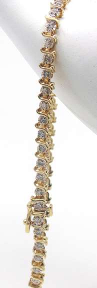 Popular Diamond Accent S Link Yellow Gold Bracelet