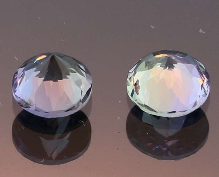Glittering 1.44ct pair of silvery blue Tanzanite