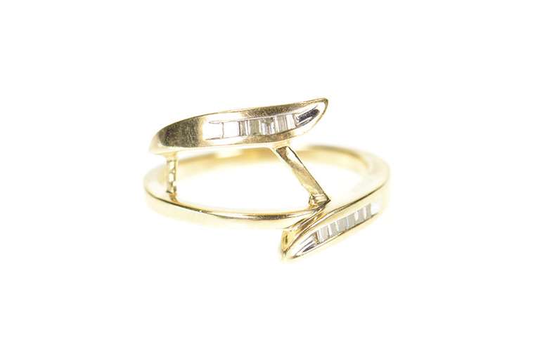 10K Yellow Gold Diamond Bypass Wrap Wedding Guard Band Ring