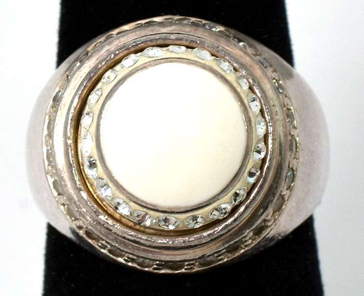 Sterling Silver CZ Cocktail Ring With Round White Stone