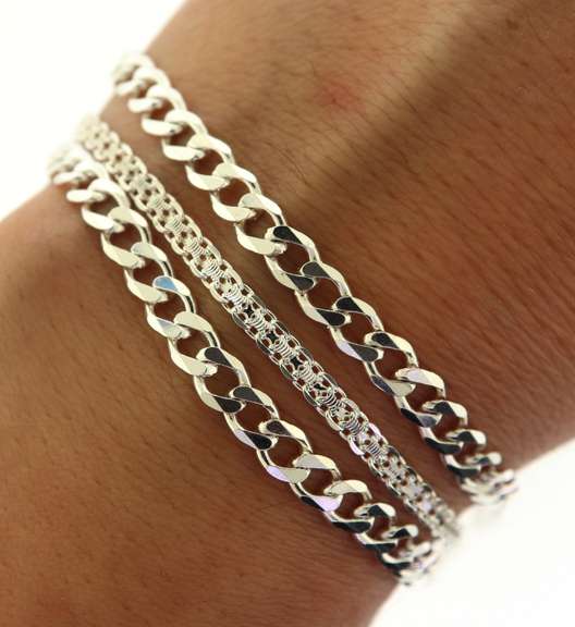 Sterling Silver Italian Three Bracelet Stack