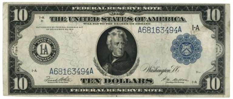 Nicer 1914 Series Large Size $10 Federal Reserve Note