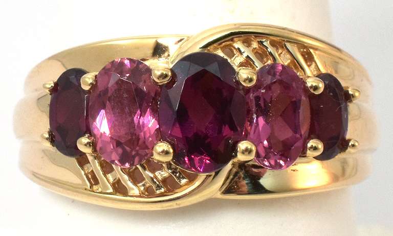 Stately Garnet Ring in 14KT Yellow Gold