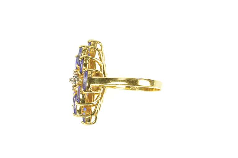 14K Yellow Gold Marquise Tanzanite Diamond Accent Cocktail Ring