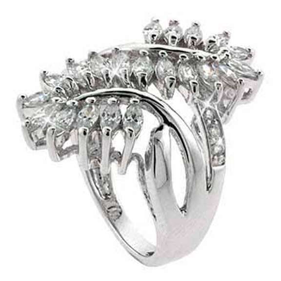 Sterling Silver CZ Leaf and Vine Filigree Ring