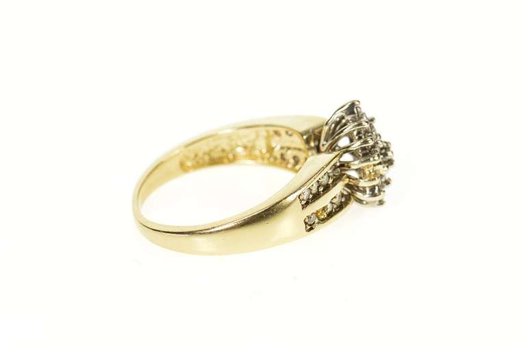 10K Yellow Gold Pear Diamond Cluster Classic Statement Ring