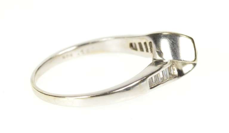 14K White Gold 0.58 Ctw Diamond Baguette Bypass Engagement Ring