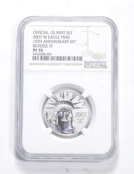 PF70 2007-W $50 American Platinum Eagle 1/2 Oz - Rev PF - Graded NGC