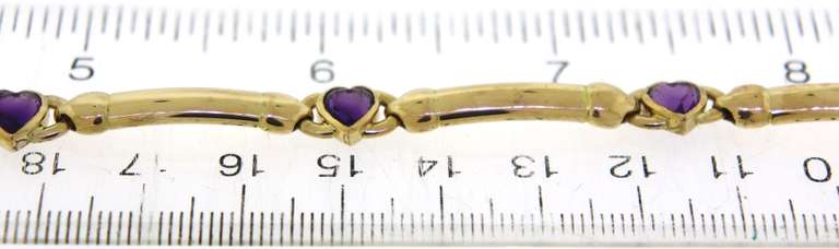 Wonderful 18kt YG Heart Cut Amethyst Bar Bracelet