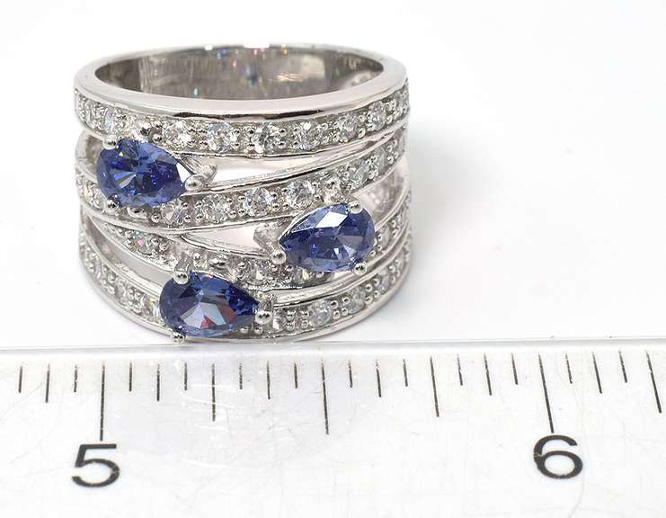 Sterling Silver Blue and White CZ Ring