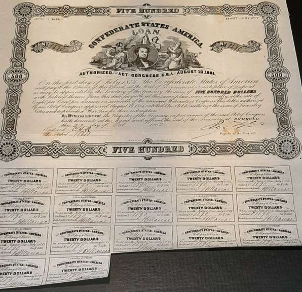 Oct 27 1862 $500 Confederate States Bond