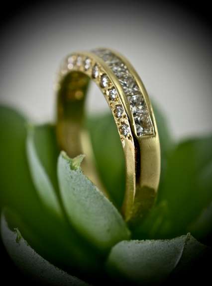 Beautiful 14K Princess Cut & Round Diamond Band