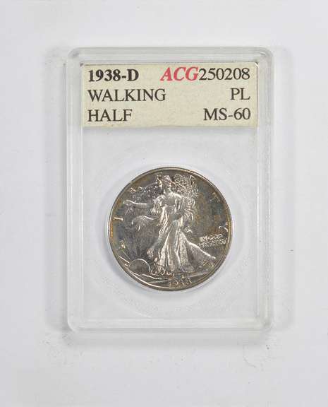 MS60 1938-D Walking Liberty Half Dollar - ACG Graded