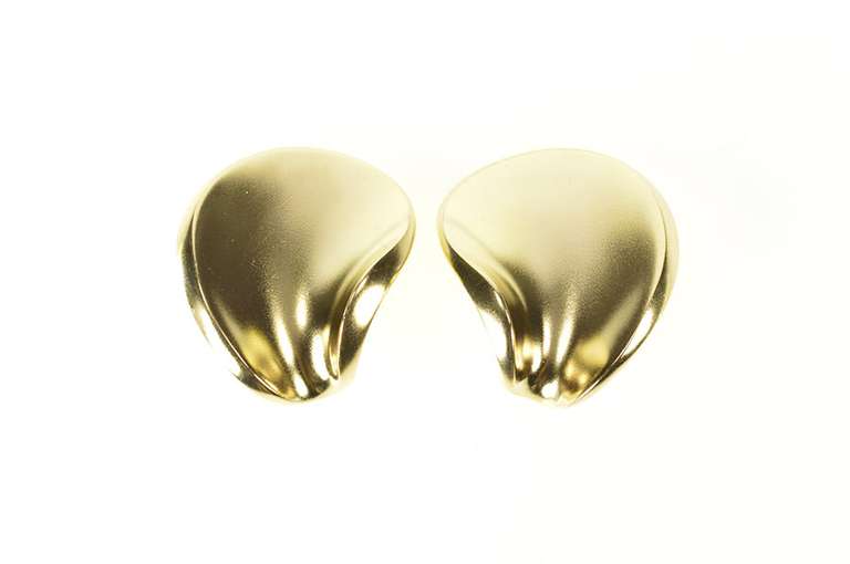 18K Yellow Gold Georg Jensen Designer Curvy Geometric Clip Earrings
