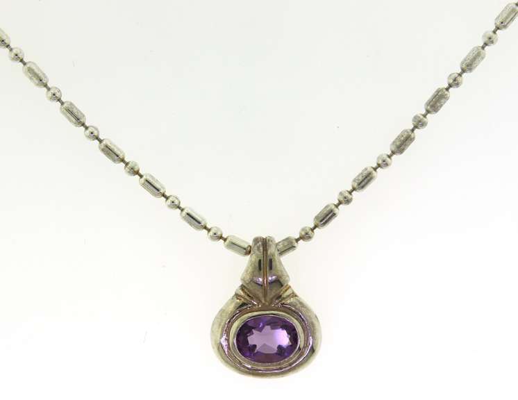 Sterling Silver Italian Amethyst Necklace
