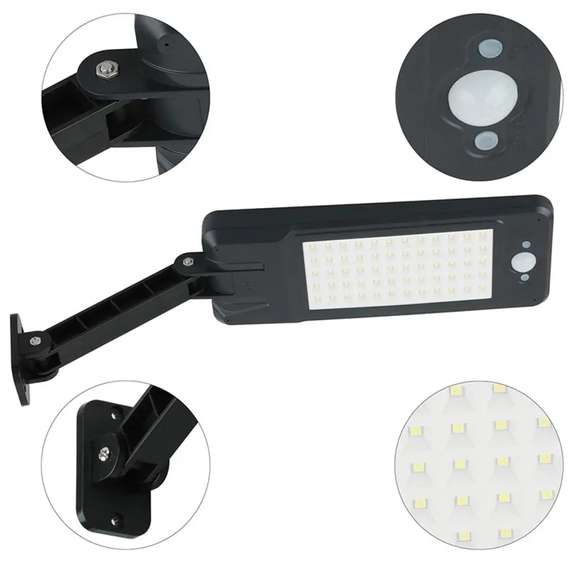 60 LED Remote Control Solar Wall Lamp Waterproof