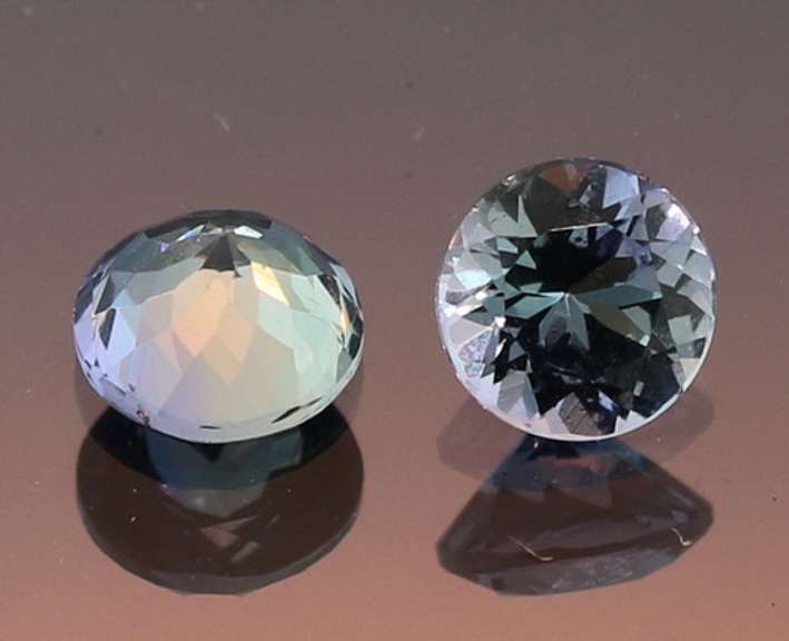 Glittering 1.42ct pair of silvery blue Tanzanite
