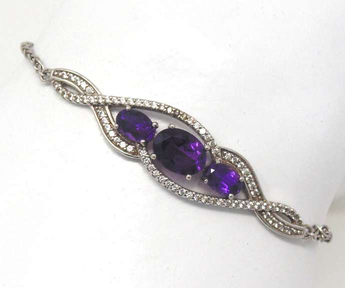 3 Stone Amethyst Bolo Bracelet