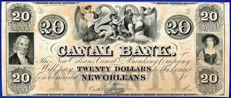 Gem Crisp 1800's $20 Note Canal Bank New Orleans Louisiana-"Angels & Cherubs"! !