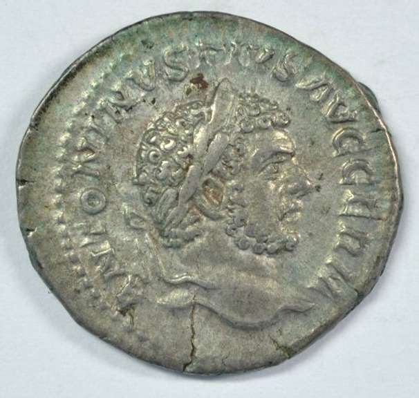 Sharp Roman Silver Denarius of Caracalla, 198-217 AD