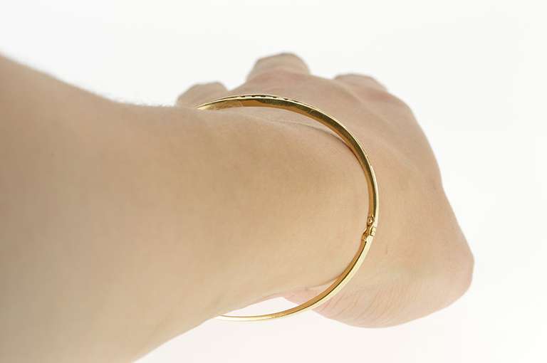 14K Yellow Gold 1.35 Ctw Channel Sapphire Diamond Bangle Bracelet