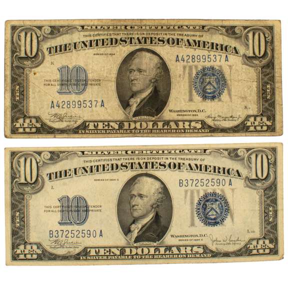 1934 &1934 C $10 Silver Certificates