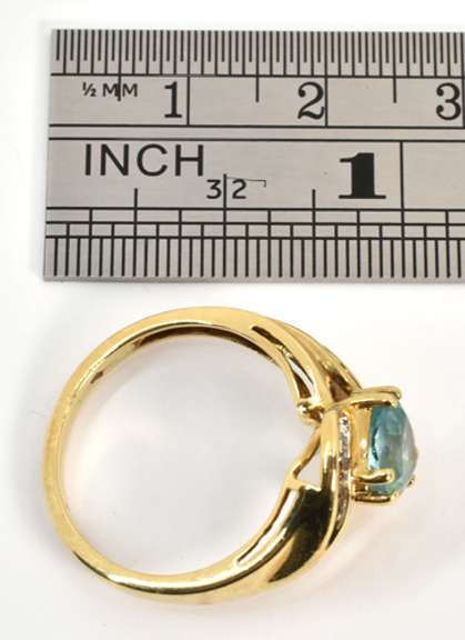 Blue-Green Topaz & Diamond Ring