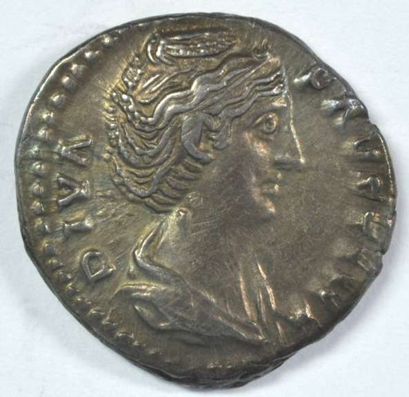Original Near Mint Faustina I Roman Silver Denarius 141