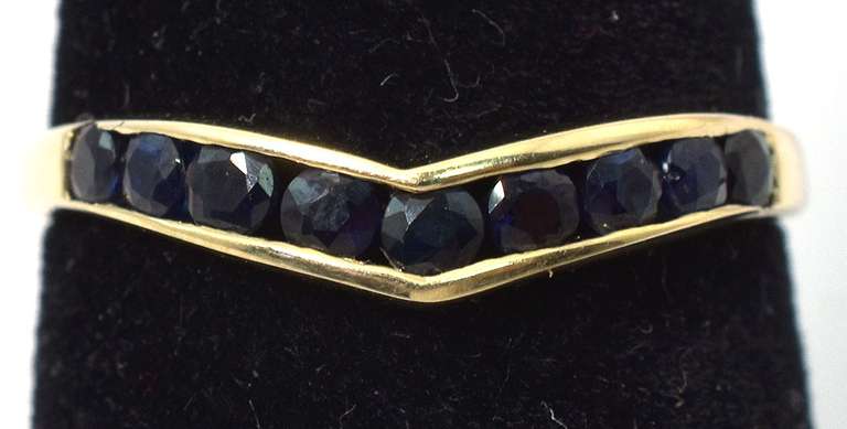 Classy Sapphire Chevron Band in 14KT Yellow Gold