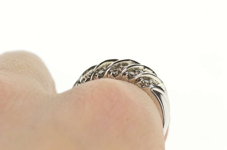 10K White Gold 0.70 Ctw Diamond Striped Statement Band Ring