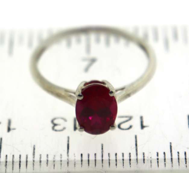 Sterling Silver Oval Ruby Ring
