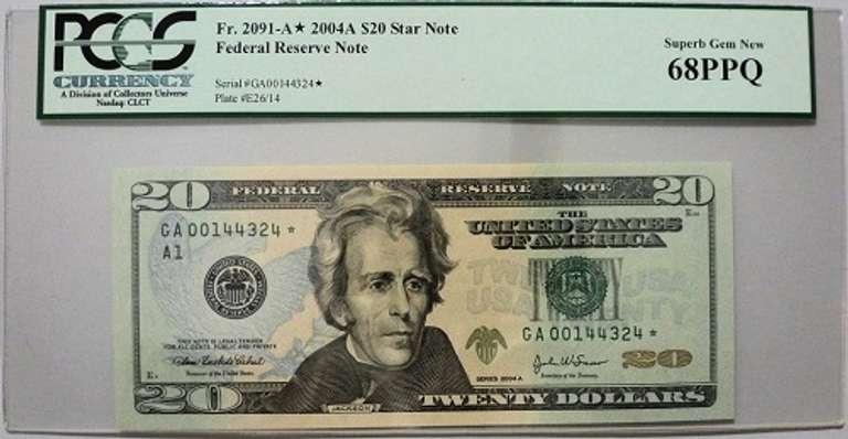Gem Crisp 2004A Boston $20  Star Replacement Note PCGS 68 Scarce Grade!